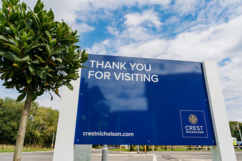 Crest Nicholson Thank you for visiting sign