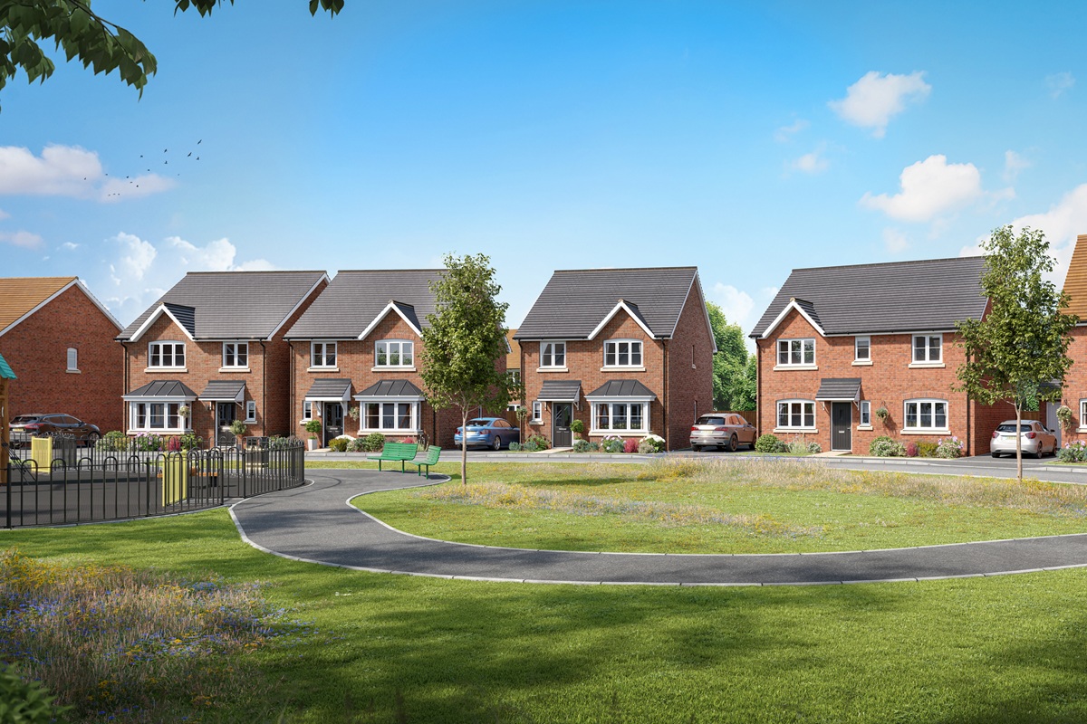 Indicative CGI of the a Streetscene at Hereford Grange