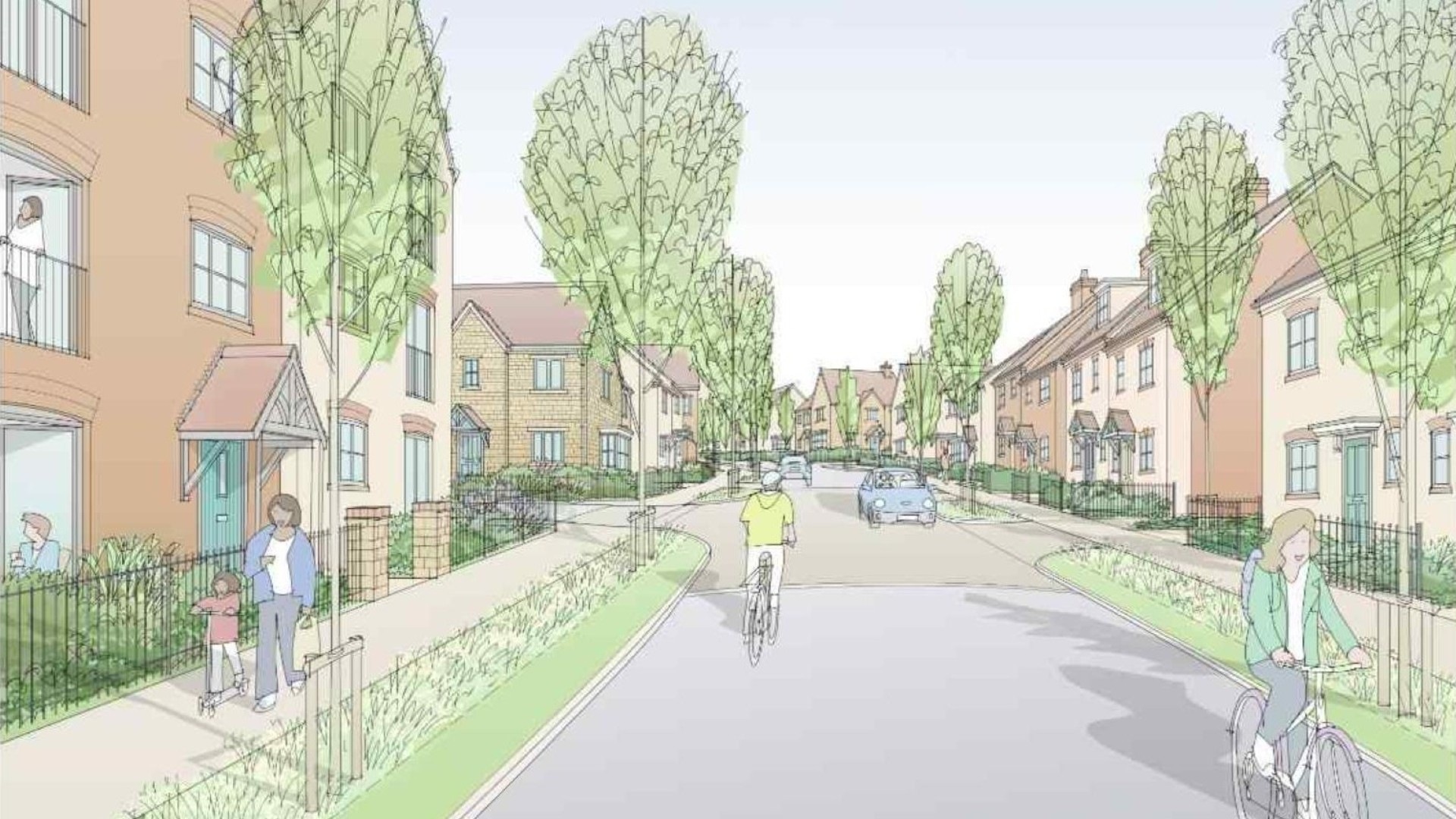 Sketch of planned homes at Yarndale Gardens