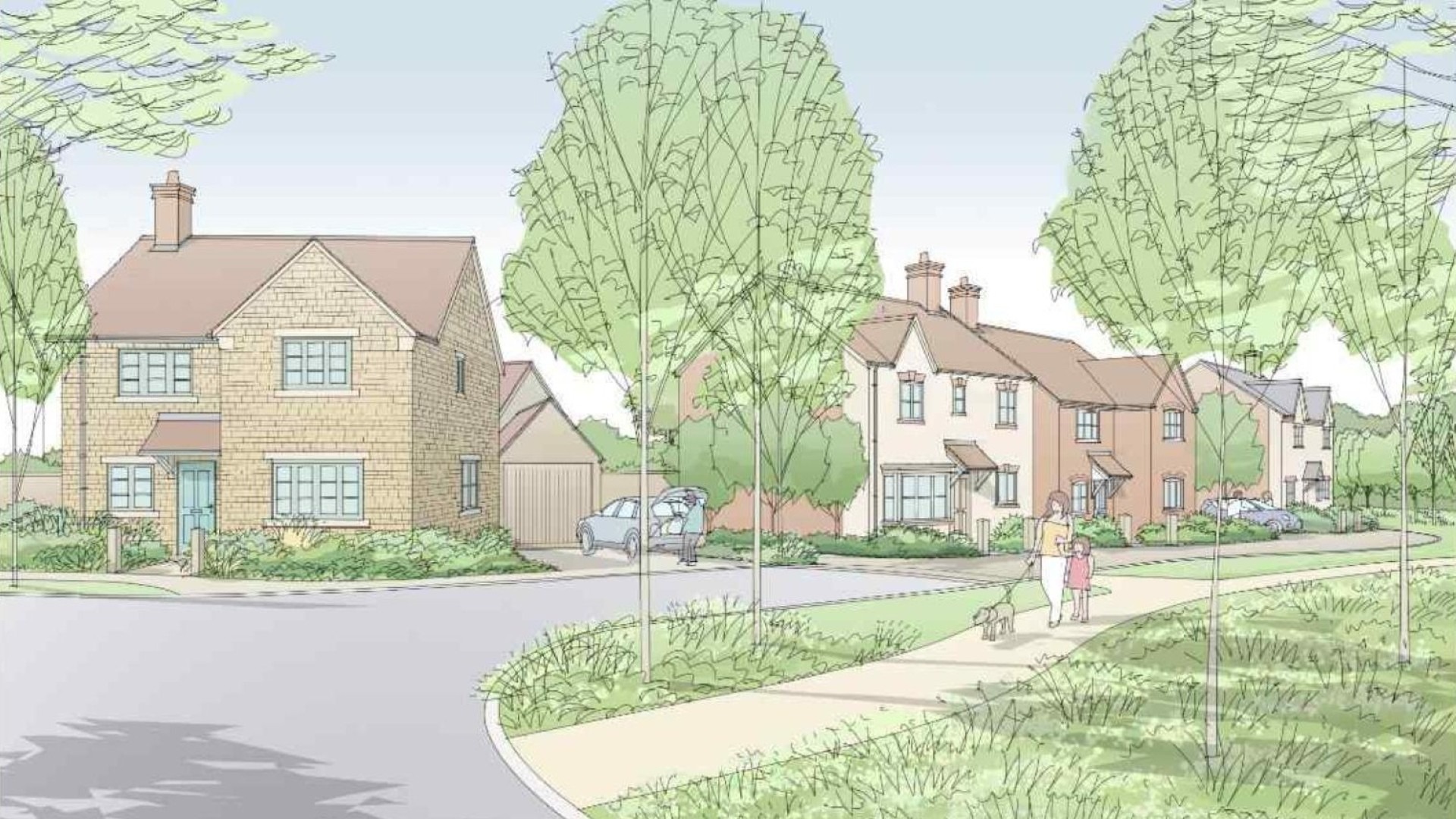 Sketch of planned homes at Yarndale Gardens