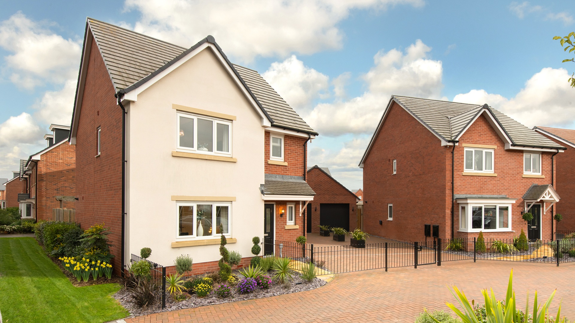 The Seaton house type at Sketchley Gardens, a contemporary detached home with landscaped frontage and private driveway.