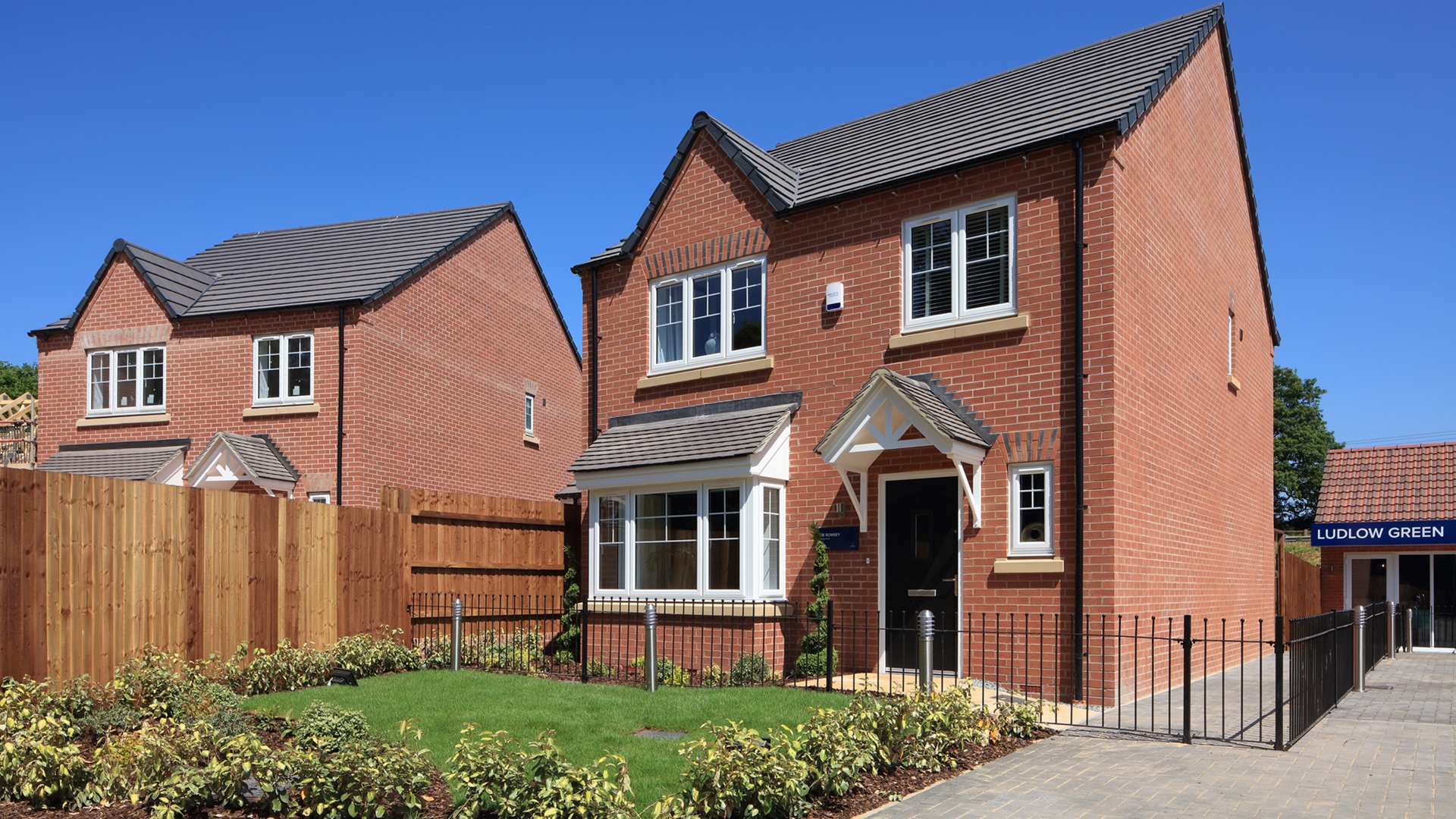 Modern red brick detached Romsey home with garage at Ludlow Green.