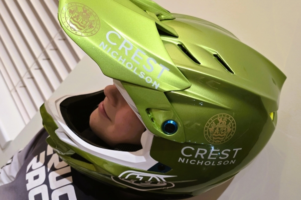 Henry wearing his new BMX helmet